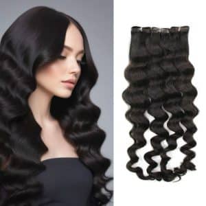 Body Wavy Black Flat Weft Hair Extensions