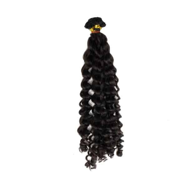 Deep Curly Black Flat-Tip Hair Extensions