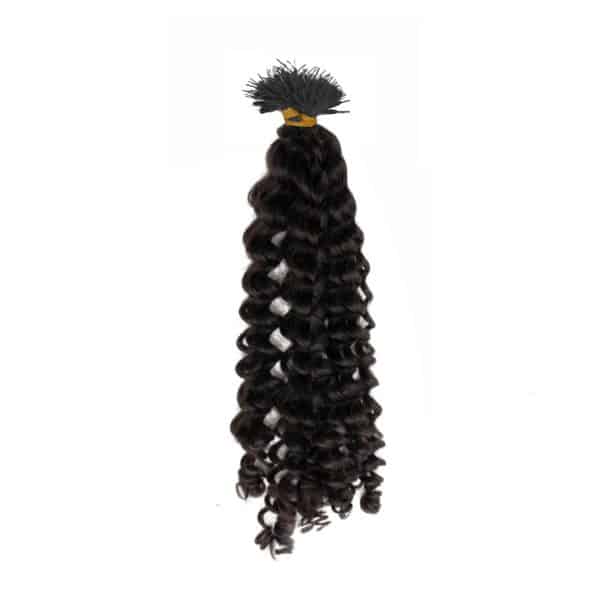 Deep Curly Black Plastic Nano Ring Hair Extensions