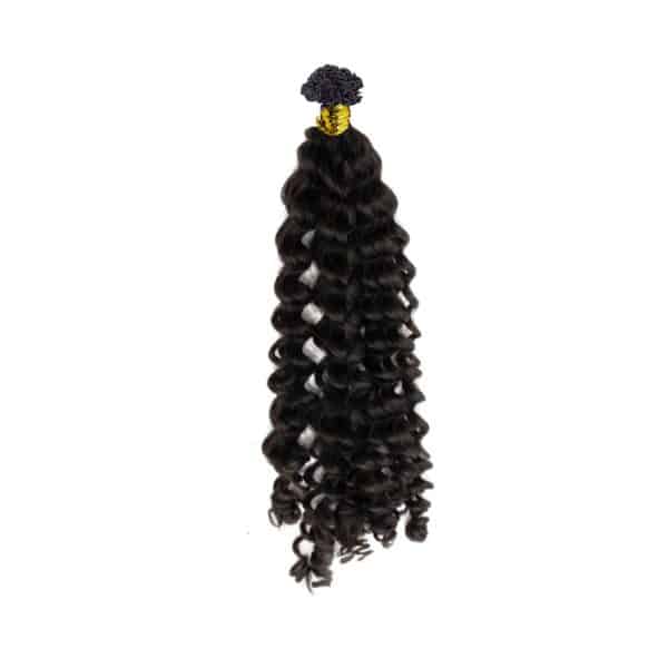 Deep Curly Black V-Tip Hair Extensions