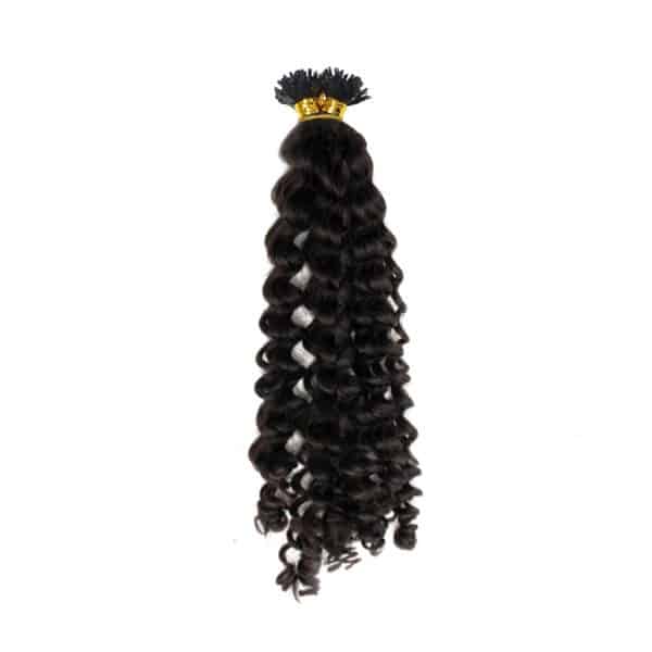 Luxury Deep Curly Black Y-Tip Hair Extensions