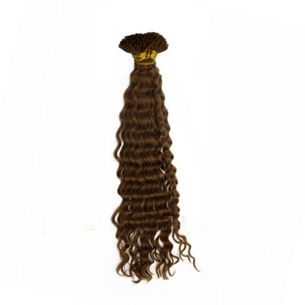 Deep Curly Dark Brown I-Tip Hair Extensions