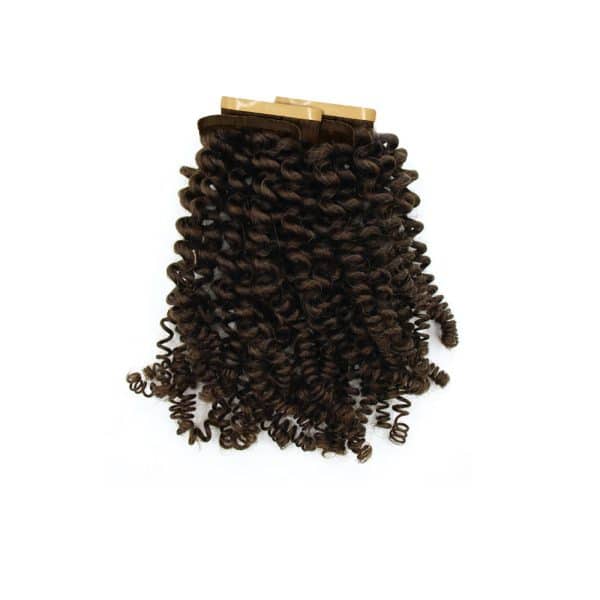 Deep Curly Dark Brown Tape 8 cm