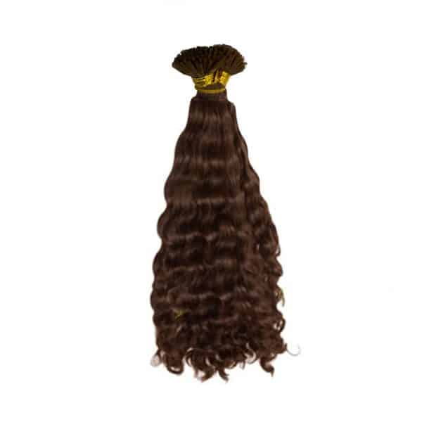 Brown Deep Wavy I-Tip Hair Extensions