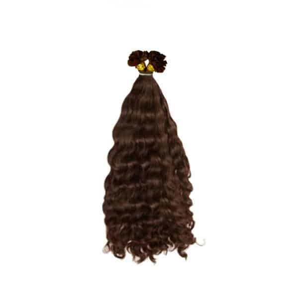 Deep Wavy Dark Brown U-tip hair extensions