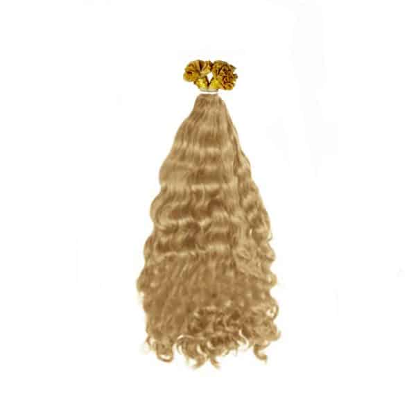 Deep Wavy White Blonde U-tip hair extensions