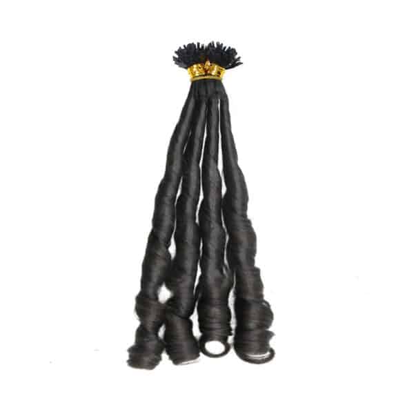 Luxury Fumi Curly Black Y-Tip Hair Extensions