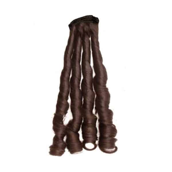 Luxury Fumi Curly Dark Brown Double Layer Silky Flat Weft Hair