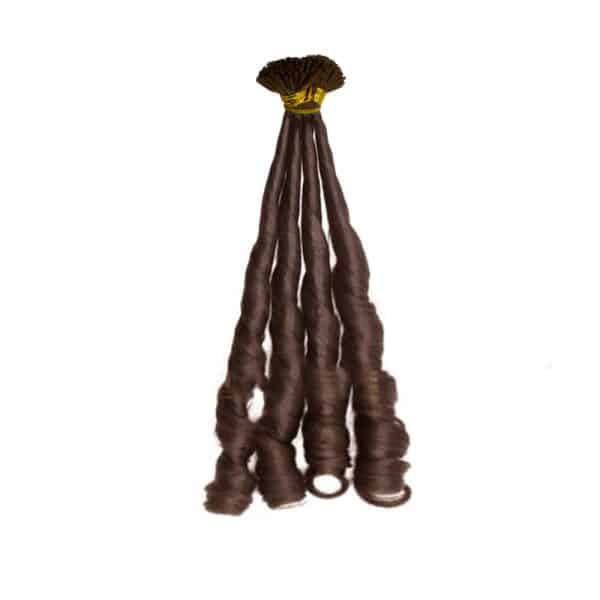 Brown Fumi Curly I-Tip Hair Extensions