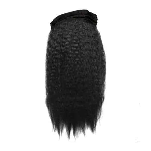 Luxury Kinky Straight Black Double Layer Silky Flat Weft Hair