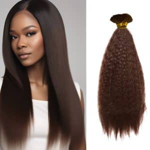 Kinky Straight Dark Brown I Tip Hair Extensions