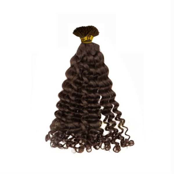 Loose Curly Dark Brown I-Tip Hair Extensions