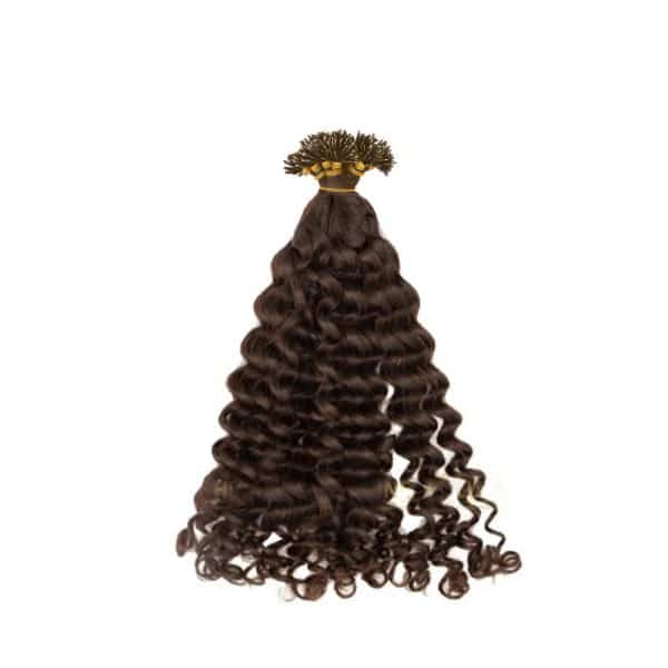 Loose Curly Dark Brown Nano Ring Hair Extensions Macsara Hair 1