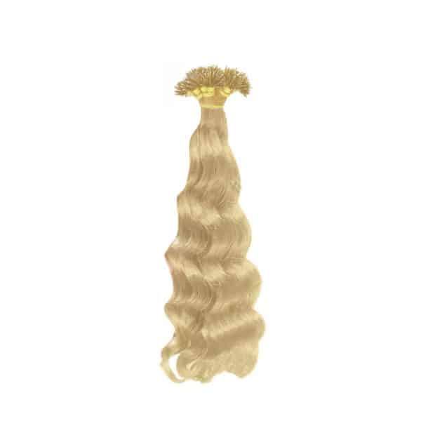 Loose Wavy White Blonde Nano Ring Hair Extensions