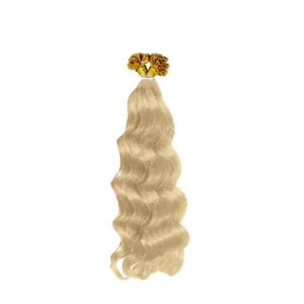 Loose Wavy White Blonde U-tip hair extensions