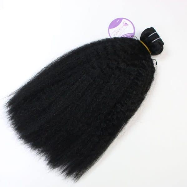 Kinky Straight Black Machine Weft Hair Extensions