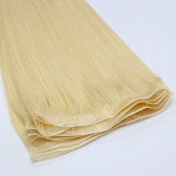 Straight White Blonde Flat Weft Hair Extensions