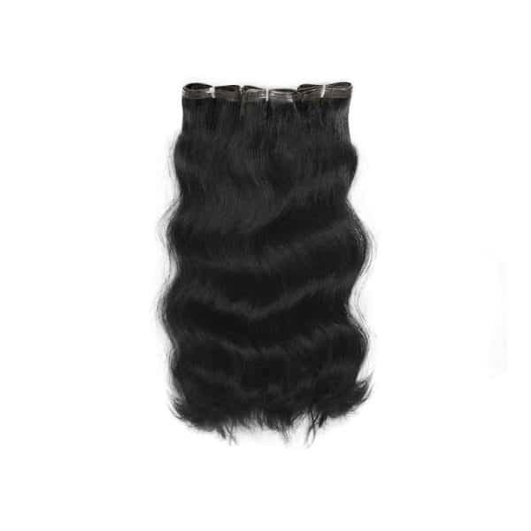 Natural Wavy Black Flat Weft Hair Extensions