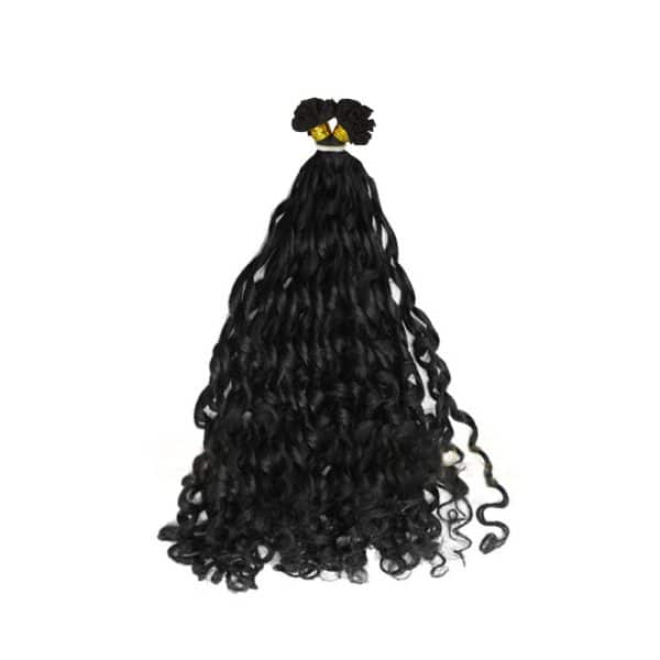 Luxury Romantic Curly Black U-Tip Hair Extensions