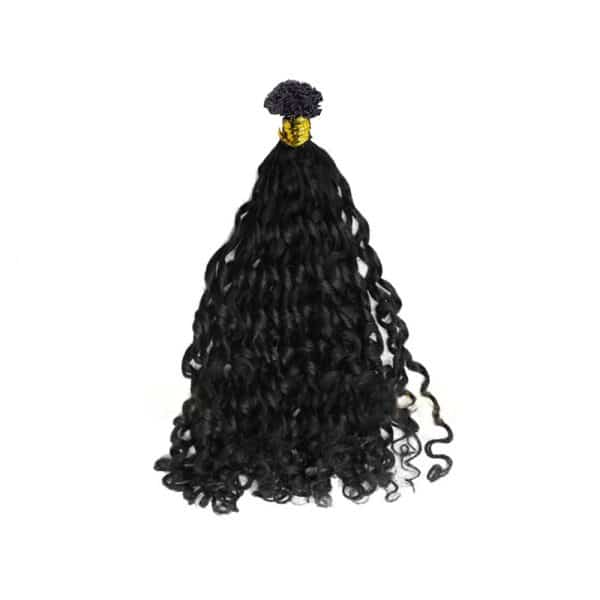 Romantic Curly Black V-Tip Hair Extensions