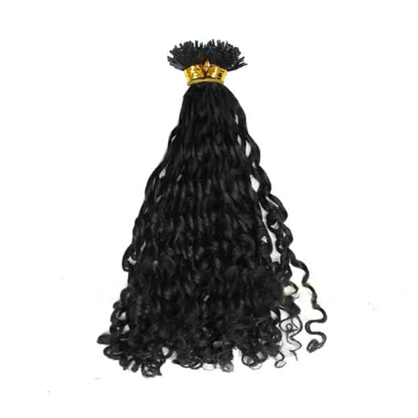 Luxury Romantic Curly Black Y-Tip Hair Extensions