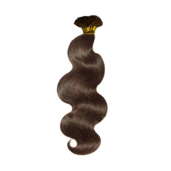 Brown Bouncy Wavy I-Tip Hair Extensions