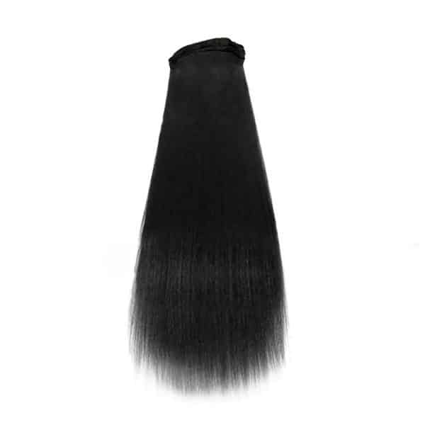 Luxury Yaki Straight Black Double Layer Silky Flat Weft Hair