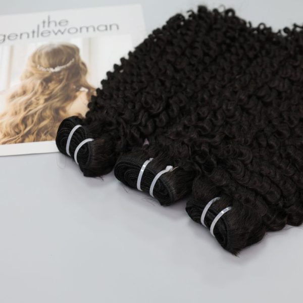 Deep Curly Black Machine Weft Hair Extensions