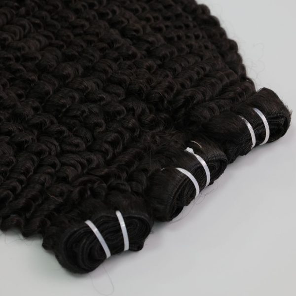 Deep Curly Black Machine Weft Hair Extensions