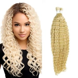 Deep Curly White Blonde Bulk Hair Extensions