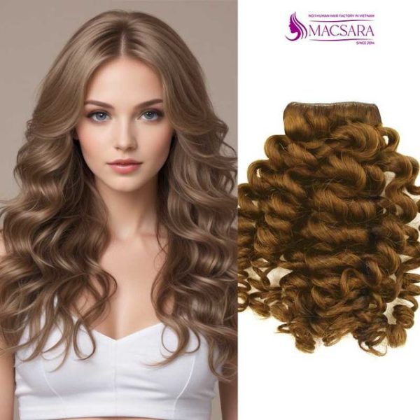 Deep Wavy Light Brown Feather Weft