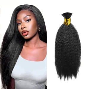 Kinky Straight Black Bulk Hair Extensions