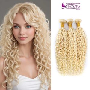 Loose Curly White Blonde Feather Weft