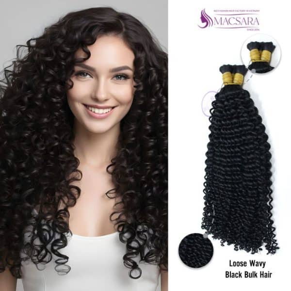 Loose Wavy Black Bulk Hair