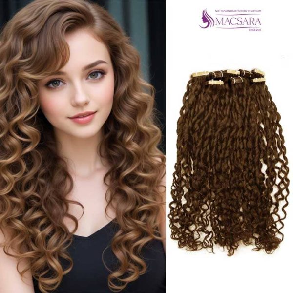 Romantic Curly Light Brown Normal Tape