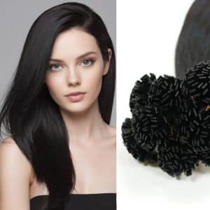 Straight Black Flat Tip Hair Extensions