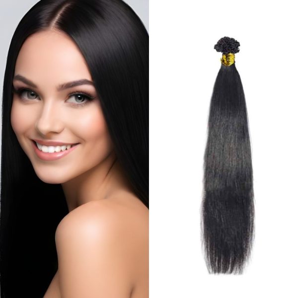 Straight Black V-Tip Hair Extensions