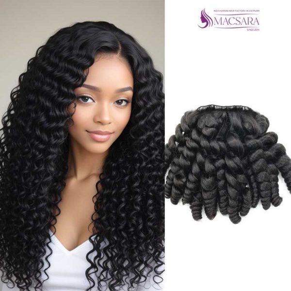 Twist Curly Black Feather Weft Hair Extensions