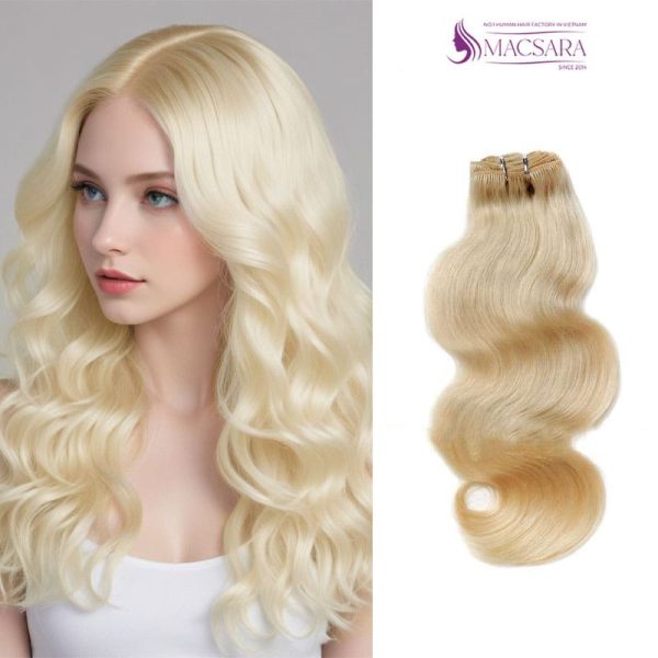 Water Body Wavy White Blonde Feather Weft