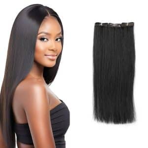 Yaki Straight Black Flat Weft Hair Extensions