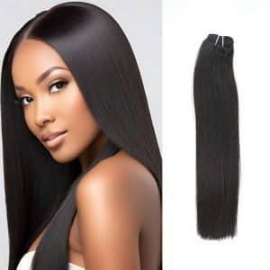 Yaki Straight Black Machine Weft Hair Extensions