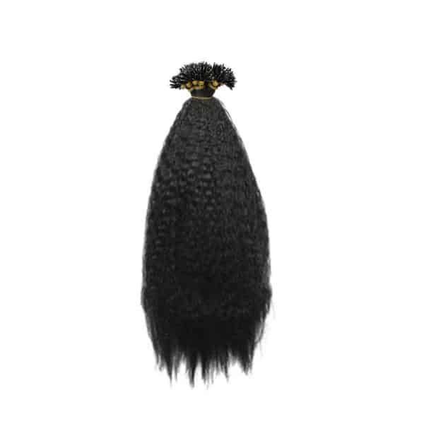 Kinky Straight Black Nano Ring Hair Extensions