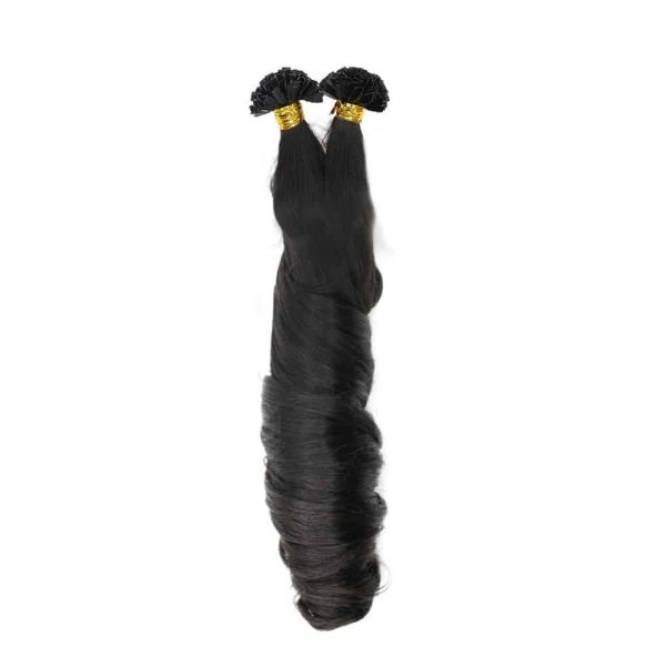 Luxury Fumi Wavy Black V Tip Hair Extensions