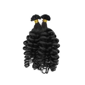 Luxury Twist Curly Black V Tip Hair Extensions