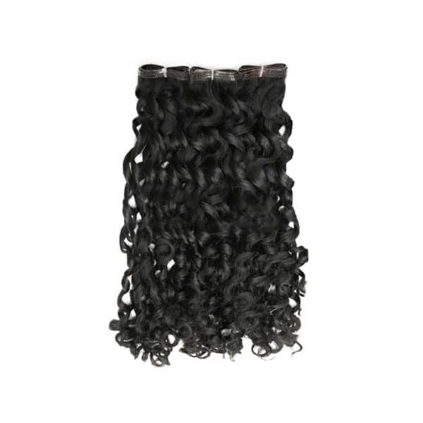 Romantic Curly Black Flat Weft