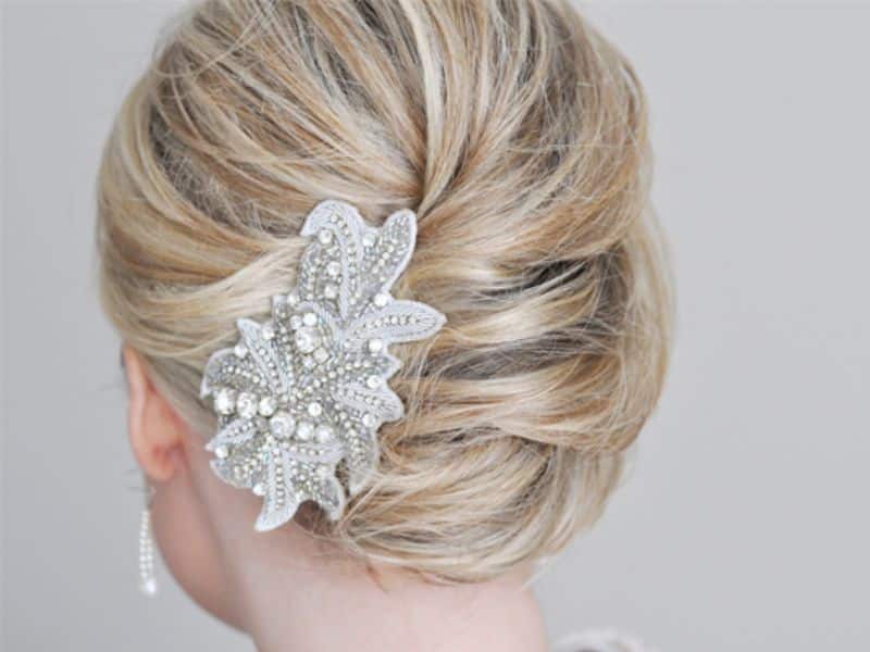 Classic French Twist with Crystal Hair Comb