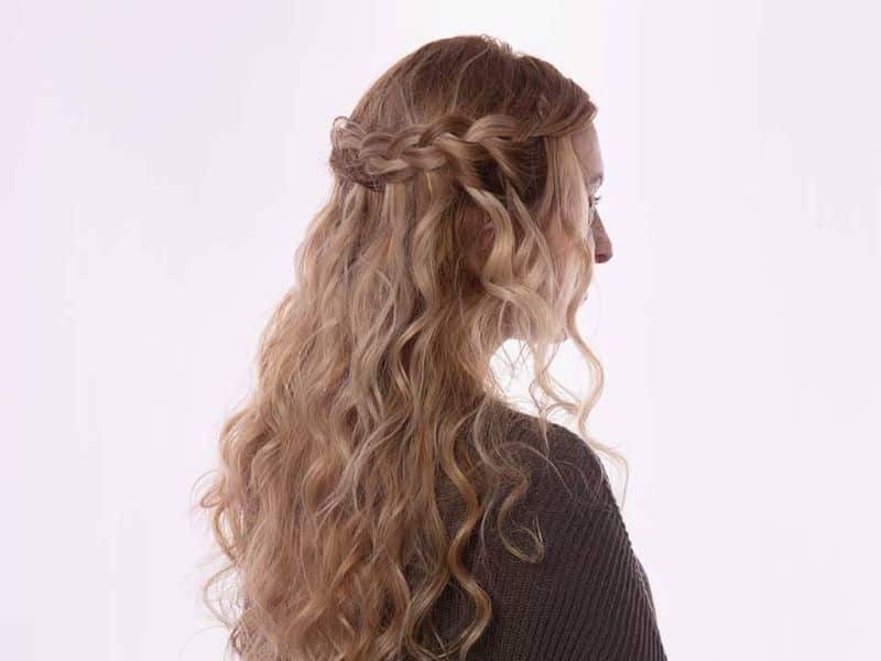 Waterfall Braid with Holly Berry Accents