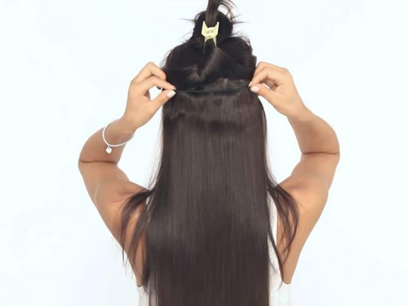 Apply the 4-clip weft