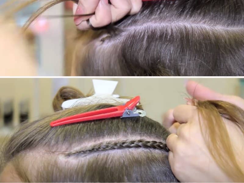 Create cornrows to form the anchors for the weft 