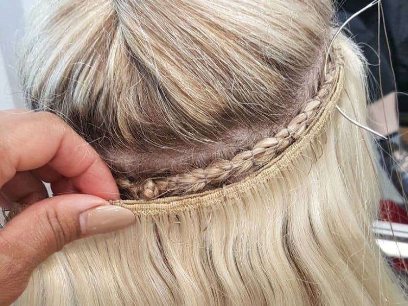 Sew-in hair extensions method 